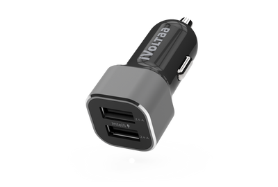 iVoltaa 4.8 A - 24W Dual Port Metal Car Charger (Black)