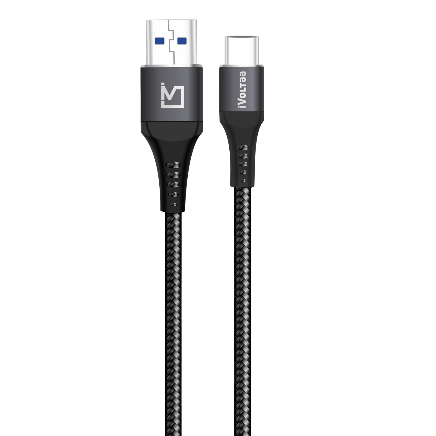 iVoltaa Braided & Metal 4A Sync & Fast Charge Type-C Cable (1 M / 3.3 Ft. Long - Black)…